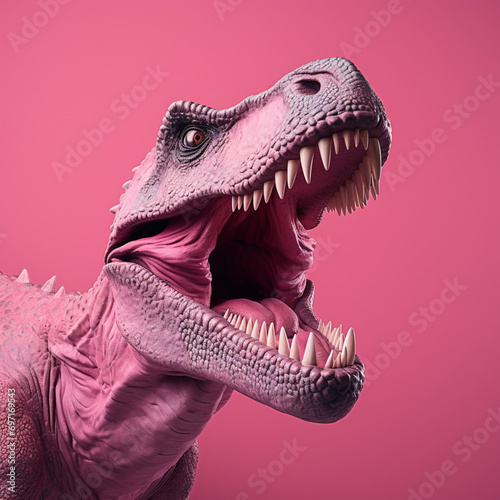 Tyrannosaurus rex on pink background. © DALU11