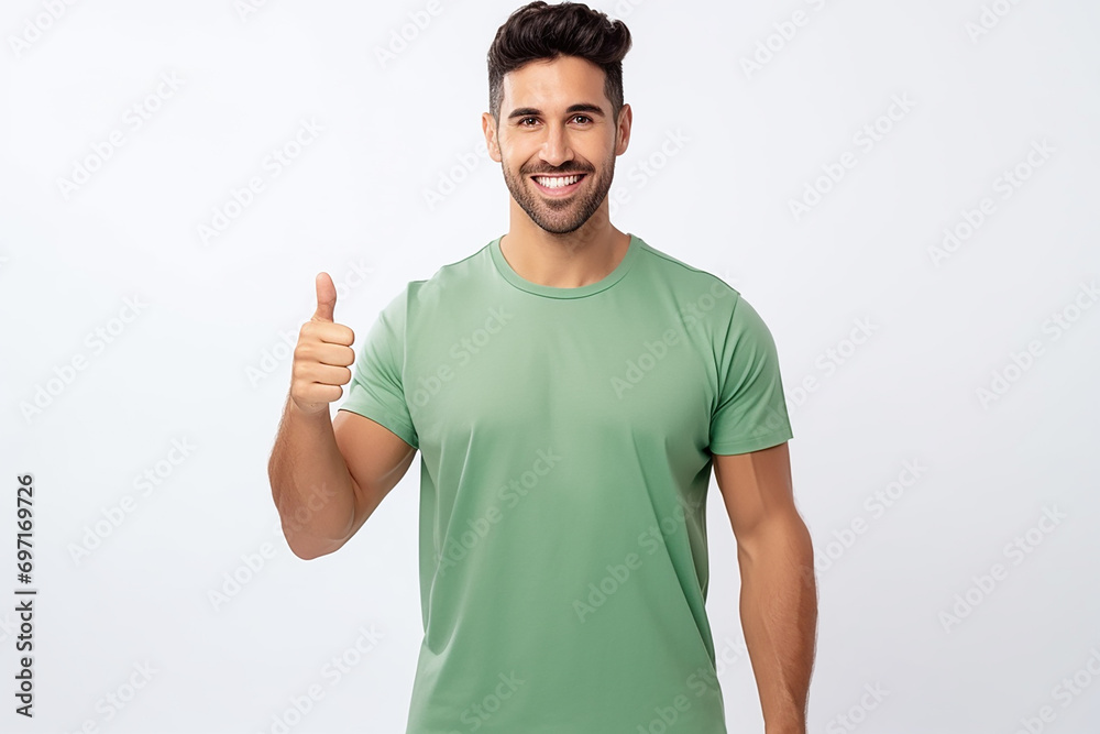 handsome bearded man doing thumbs up on isolated white background handsome bearded man doing thumbs up on isolated white background