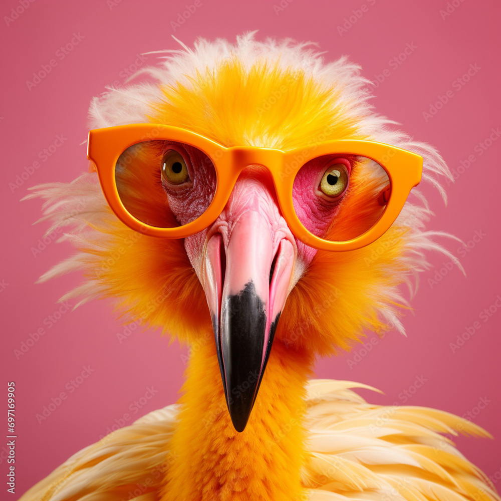 Flamingo with sunglasses.
