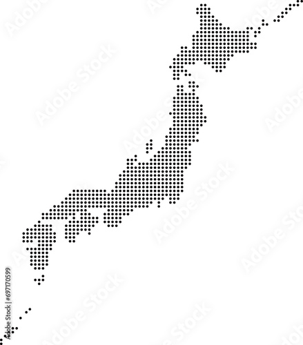 モノクロのドット（丸）の日本地図