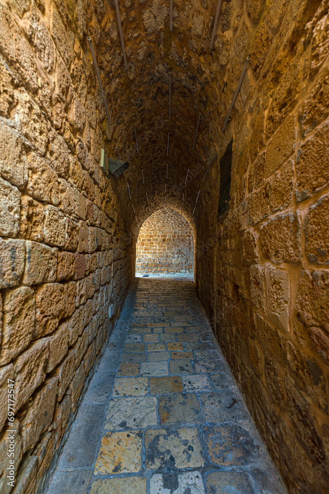 Corridor in the Old City of Acre in Israel