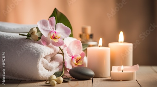 Showcase the spa environment with attention to details like candles  soft towels  and soothing colors