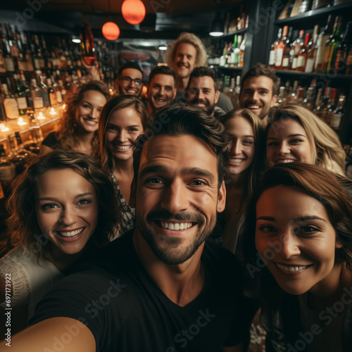 group of people in the bar