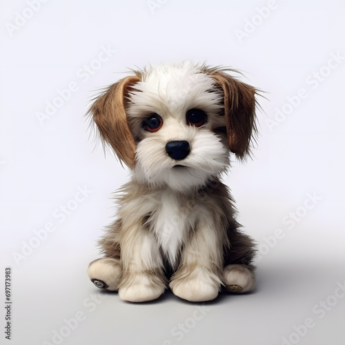 Adorable dog fluffy feather with white background