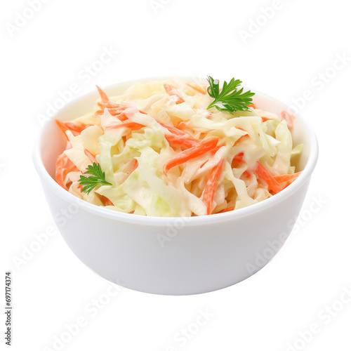 white bowl of coleslaw photo