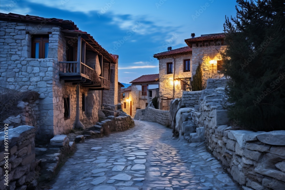 Picturesque Winter Scene in Enchanting Bansko Town with Charming Old Town and Stunning Alpine Views