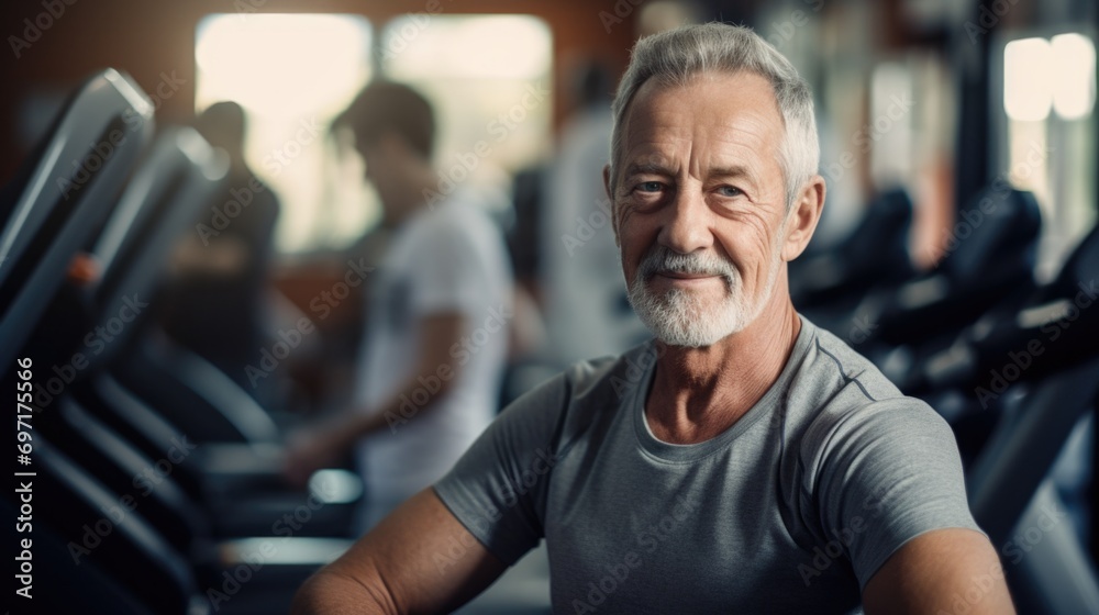 Senior man in the gym Senior man in the gym