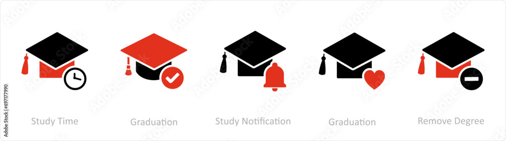 custom made wallpaper toronto digitalA set of 5 Contact icons as study time, graduation, study notification