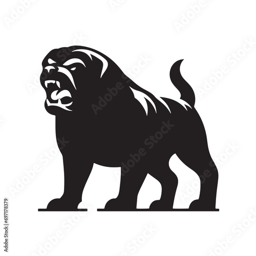 Canine Vocal Energy: Silhouette of Barking Dog, a Striking Representation in Dark Contours
