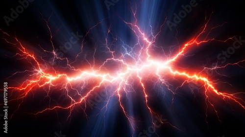 The design was stunned by an electric discharge. Realistic isolated blitz vector artwork of electricity, power, and lightning on a checkered background photo