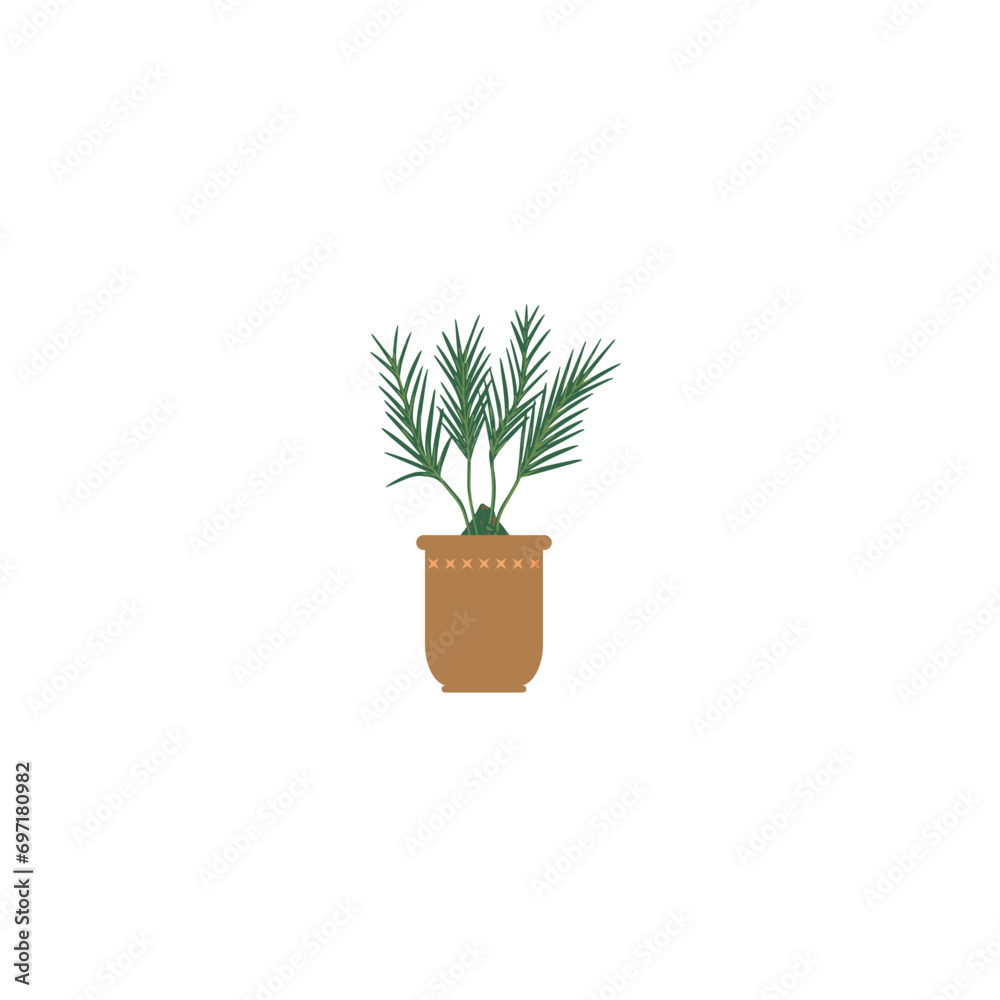 Fototapeta premium set of plants with brown pots plant
