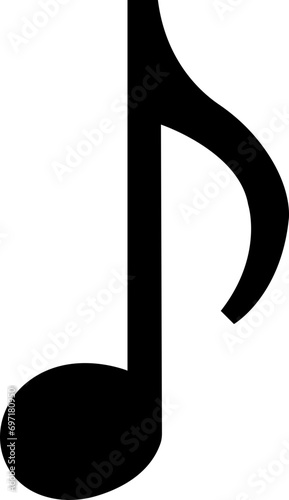 Note music icon in trendy black Fill style design. Musical key sign page symbol with treble clef for your web site design on transparent background. Musician splash effect sign business concept.