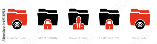 A set of 5 Document icons as invisible folder, folder security, private folder