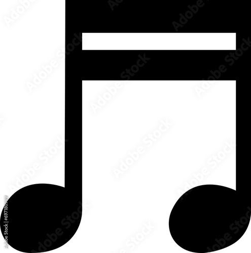 Note music icon in trendy black Fill style design. Musical key sign page symbol with treble clef for your web site design on transparent background. Musician splash effect sign business concept.