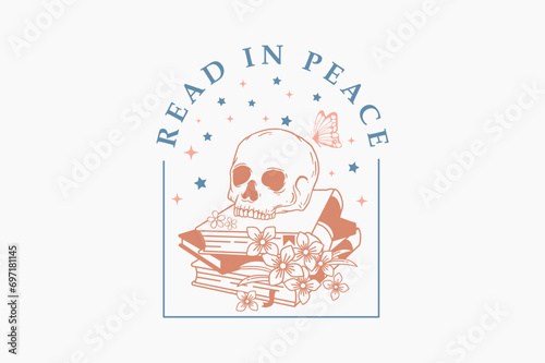  Read In Peace Funny Quote SVG Reading Book typography T shirt design