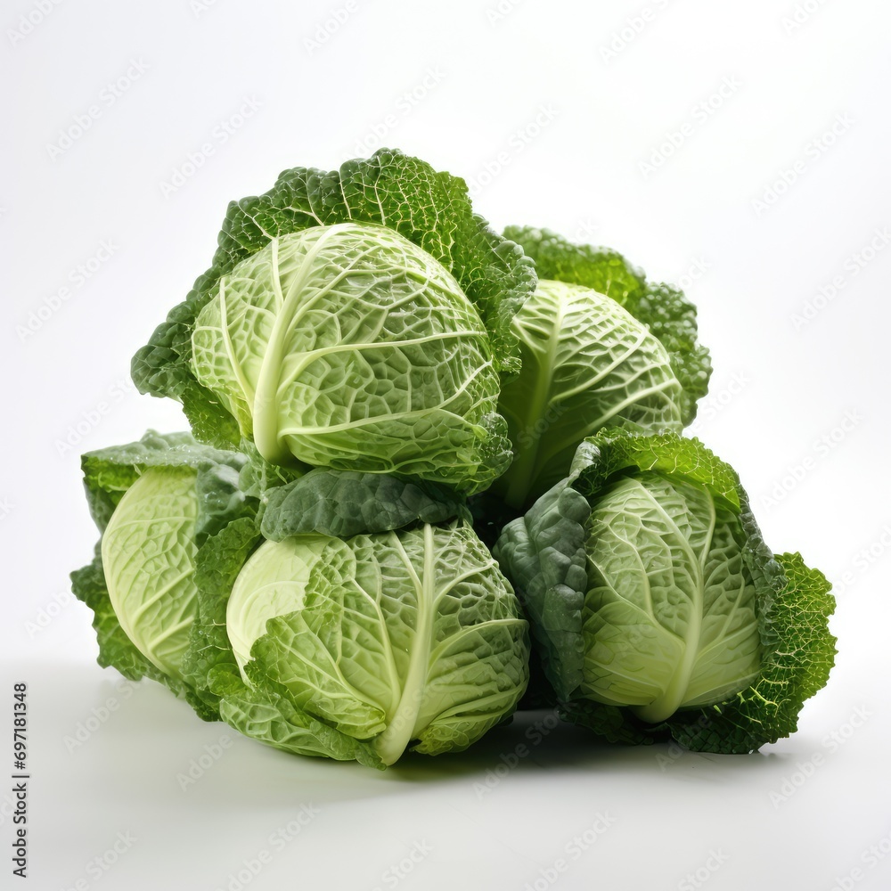 Cabbage on white background, AI generated Image Cabbage on white background, AI generated Image