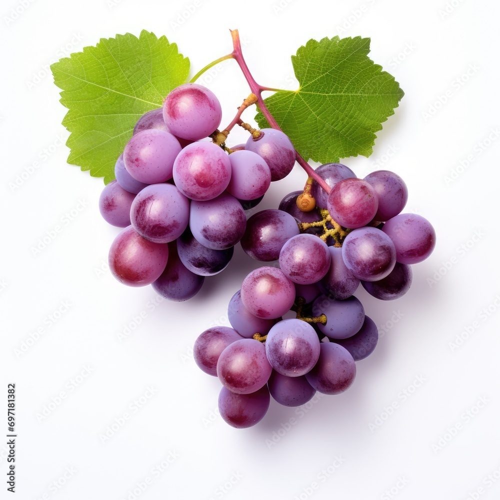 Fototapeta premium Grapes on white background, AI generated Image