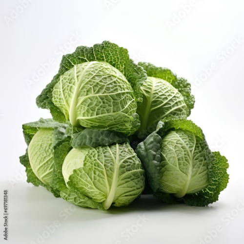 Cabbage on white background, AI generated Image