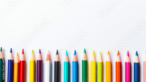 Painting equipment pencils on a blank copy space