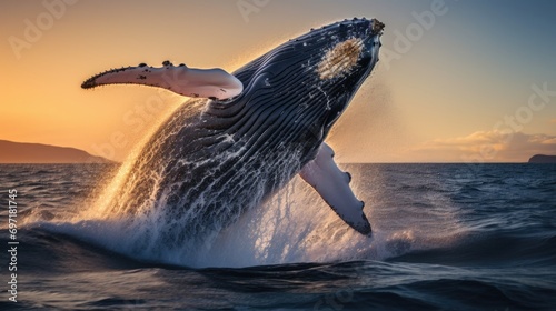 Whale in the sea jumping