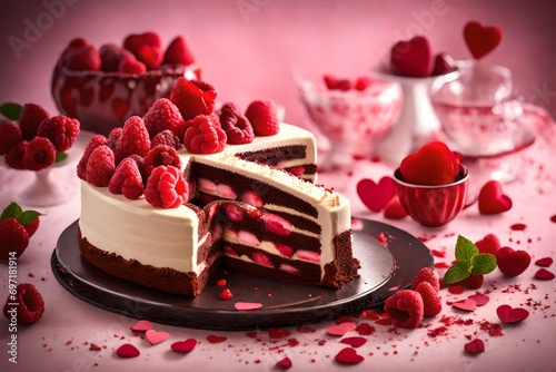 Obraz na płótnie chocolate cake with strawberries w salonie