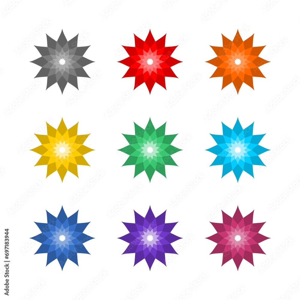 Mandala abstract icon isolated on white background. Set icons colorful Mandala abstract icon isolated on white background. Set icons colorful