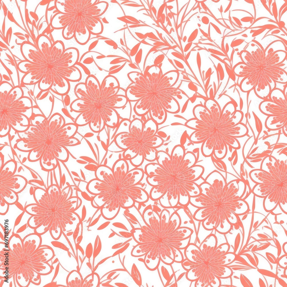 Abstract seamless pattern. Exotic flowers. AI generated