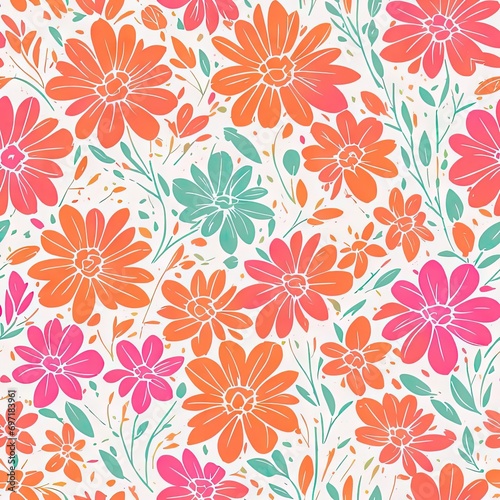 Abstract seamless pattern. Exotic flowers. AI generated