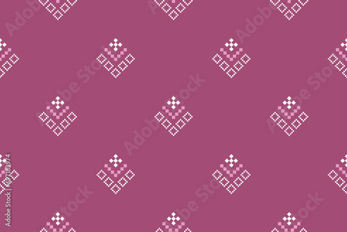 Pink Cross stitch colorful geometric traditional ethnic pattern Ikat seamless pattern border abstract design for fabric print cloth dress carpet curtains and sarong Aztec African Indian Indonesian