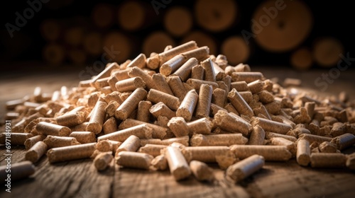 Wood pellets pile photo