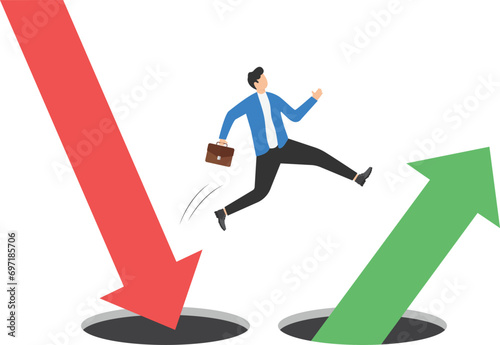 Stock market volatility. Adjustment of investment portfolio. Stop loss, up trend.Businessman change to investment in stock market trend.

