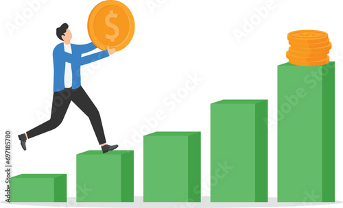 Investment and stock concept. increase salary or investment.

