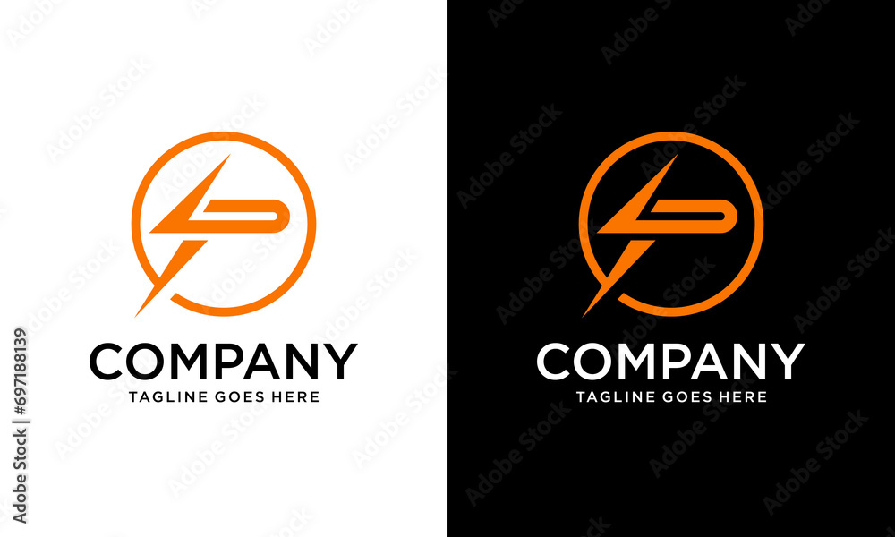Creative circle P logo energy vector for identity company. initial letter thunder template vector illustration for your brand. - obrazy, fototapety, plakaty 