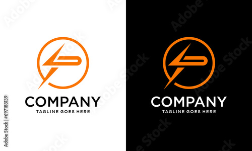 Creative circle P logo energy vector for identity company. initial letter thunder template vector illustration for your brand.