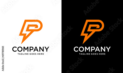 Creative P logo energy vector for identity company. initial letter thunder template vector illustration for your brand.