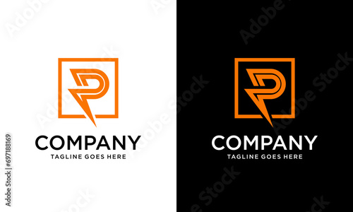 Creative P logo energy vector for identity company. initial letter thunder template vector illustration for your brand.