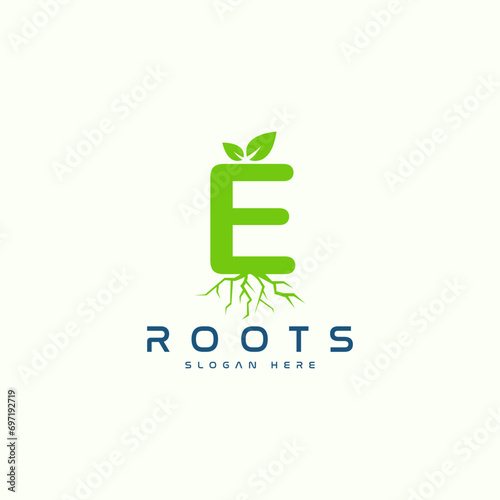 Elegant Letter E Roots Logo Design Vector Image
