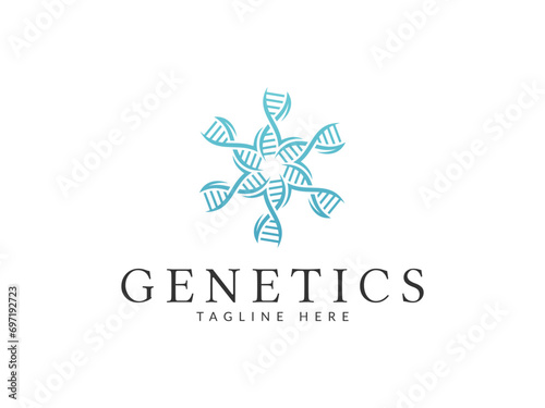 dna logo with flowers vector icon illustration, logo template.