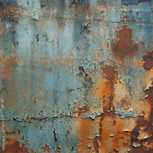 Textured Rust and Paint on Weathered Metal Surface