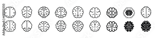 Human brain icon, Brain Icon, Brain, mind or intelligence line art vector icon, Human brain vector icon illustration, brain symbol in line style isolated on white background, brain icon, idea icon