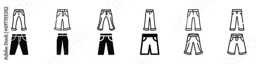 Flared pants linear icon. Pants icon. Long pants icon, pant icon, Joggers, trousers, Denim or pants vector, Pant icon, Pant icon, pant icons. different style Joggers photo