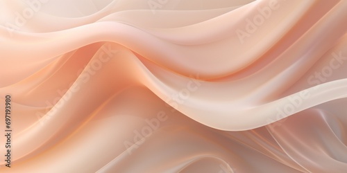 Close-up of abstract background flying fabric veil pastel peach color.