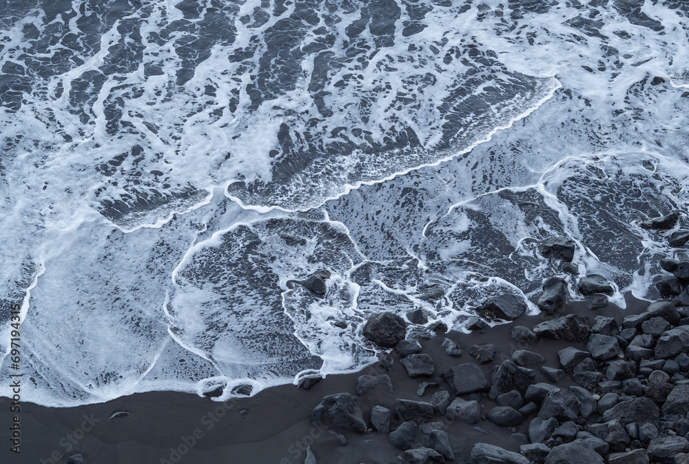 beach with black volcanic sand on  Tenerife