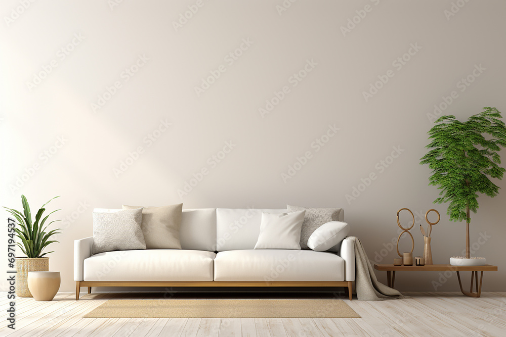 Fototapeta premium 3d rendered Minimal style Modern living room interior design with sofa
