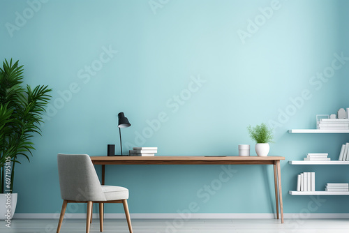 3d rendered Minimal style Modern study room interior design with chair with table
