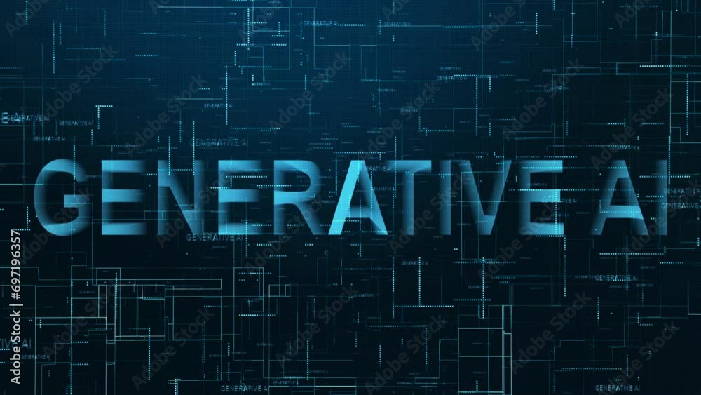 Generative AI text technology data line animation Generative AI text technology data line animation