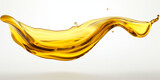 A banner with a splash of sunflower, rape or car engine oil on a white background. Advertisement of oil. Copy space.