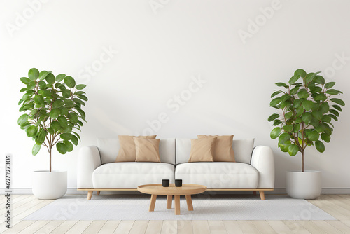 3d rendered Minimal style Modern living room interior design with sofa © Irfan Hameed