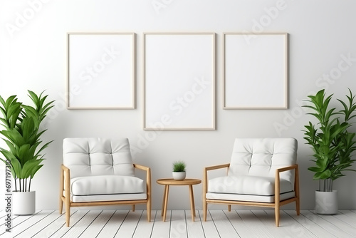 3d rendered Minimal style Modern living room interior design with modern chair