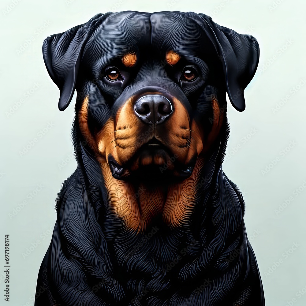 Fototapeta premium Rottweiler, black dog portrait
